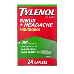 Tylenol Sinus + Headache Daytime Non-Drowsy Relief Caplets, Acetaminophen, Nasal Decongestant for Sinus Pressure, Headache & Nasal Congestion Relief