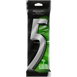 5 GUM Spearmint Rain Sugar Free Chewing Gum, 15 ct (3 Pack)