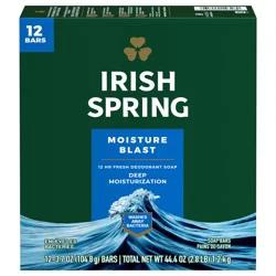 Irish Spring Bar Soap for Men, Moisture Blast Deodorant Bar Soap, 3.7 Oz, 12 Pack