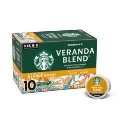 Starbucks K-Cup Coffee Pods—Starbucks Blonde Roast Coffee—Veranda Blend—100% Arabica—1 box (10 pods)
