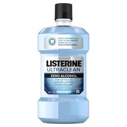 Listerine Ultraclean Zero Alcohol Tartar Control Mouthwash, Oral Rinse to Help Fight Bad Breath and Tartar, for Cleaner, Naturally White Teeth, Less Intense Arctic Mint taste, 500 mL