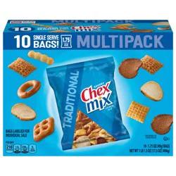 Chex Mix Snack Party Mix, Traditional, Multipack, Pub Mix Snack Bags, 10 ct