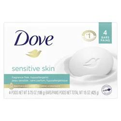 Dove Beauty Bar More Moisturizing Than Bar Soap Sensitive Skin, 3.75 oz, 4 Bars 