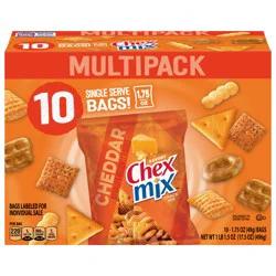 Chex Mix Snack Mix, Cheddar, Savory Snack Bags, Multipack, 1.75 oz, 10 ct