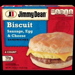 Jimmy Dean Sausage Egg & Cheese Frozen Biscuit Sandwiches - 4ct