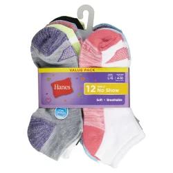 Hanes Girls' Cool Comfort No-Show Socks, Size Large