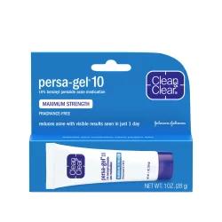 Clean & Clear Persa-Gel 10 Acne Medication Spot Treatment with Maximum Strength 10% Benzoyl Peroxide, Topical Pimple Cream & Acne Gel Medication for Face Acne, Fragrance-Free