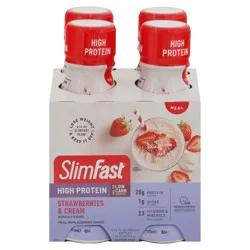 SlimFast High Protein Strawberries & Cream Meal Replacement Shake 4 - 11 fl oz Bottles