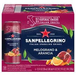 San Pellegrino Italian Sparkling Drink Melograno and Arancia, Sparkling Orange and Pomegranate Beverage, 6 Pack of Cans