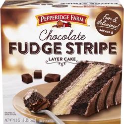 Pepperidge Farm Frozen Chocolate Fudge Stripe Layer Cake, 19.6 oz. Box