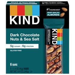 KIND Healthy Snack Bar, Dark Chocolate Nuts & Sea Salt, 5g Sugar | 6g Protein, Gluten Free Bars, 1.4 OZ, 6 Count