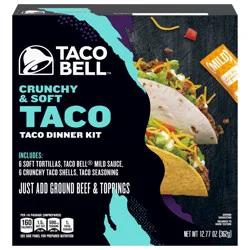 Taco Bell Crunchy & Soft Taco Dinner Kit with 6 Soft Tortillas, 6 Crunchy Taco Shells, Taco Bell Mild Sauce & Seasoning
