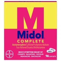 Midol Complete Caplets Pain Reliever/Diuretic/Antihistamine 16 ea Box