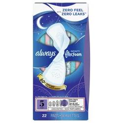 Always Infinity Size 5 Extra Absorbency Unscented Overnight Pads with Wings
