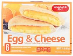 Sandwich Bros. Egg and Cheese Flatbread Pocket Breakfast Sandwiches, Frozen Sandwiches, 6 Count