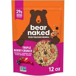 Bear Naked Granola Cereal, Whole Grain Granola, Breakfast Snacks, Triple Berry Crunch, 12oz Bag, 1 Bag