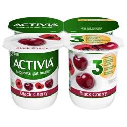 Activia Black Cherry Probiotic Yogurt, Delicious Lowfat Yogurt Cups to Help Support Gut Health, 4 Ct, 4 OZ