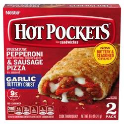 Hot Pockets Hot Ones Hot Habanero Pepperoni & Sausage Pizza Frozen Snacks in a Crispy Buttery Crust, Pizza Snacks Made with Reduced Fat Mozzarella Cheese, 2 Count Frozen Sandwiches