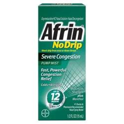Afrin No Drip Pump Mist Maximum Strength Plus Menthol Severe Congestion 0.5 fl oz