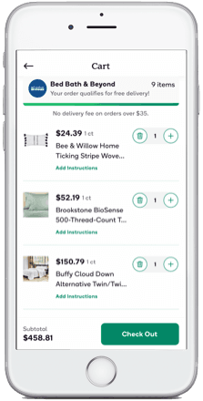 Choose a convenient delivery window, pay, and tip your shopper – all in the app.