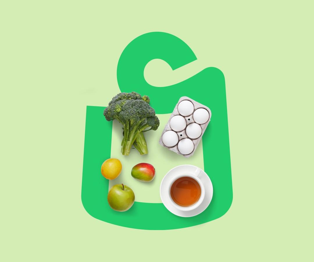 Shipt logo with grocery items