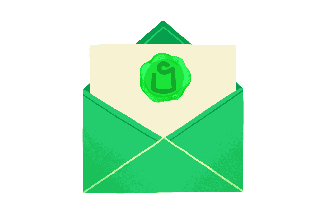 illustration of green envelope with invitation