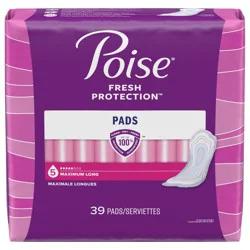Poise Incontinence Pads for Women, Maximum Absorbency, Long, 39 Count (Packaging May Vary)