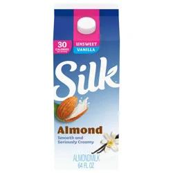 Silk Almond Milk, Unsweet Vanilla, Dairy Free, Gluten Free, Seriously Creamy Vegan Milk with 50% More Calcium than Dairy Milk, 64 FL OZ Half Gallon