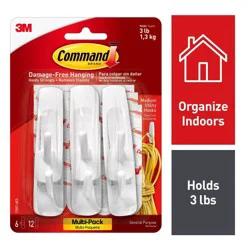 Command 6 Hooks 12 Strips Medium Sized Utility Hooks Value Pack White