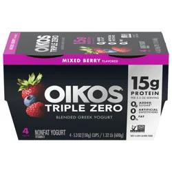 Oikos Triple Zero Mixed Berry Greek Yogurt - 4ct/5.3oz Cups