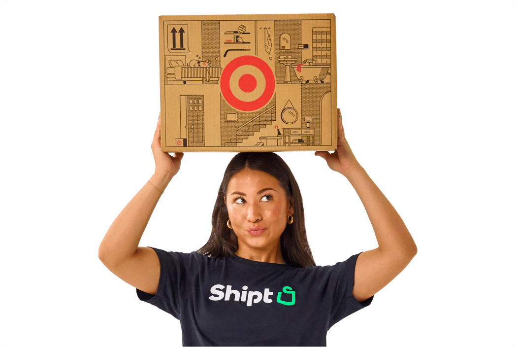 Shipt package delivery person holding a target package